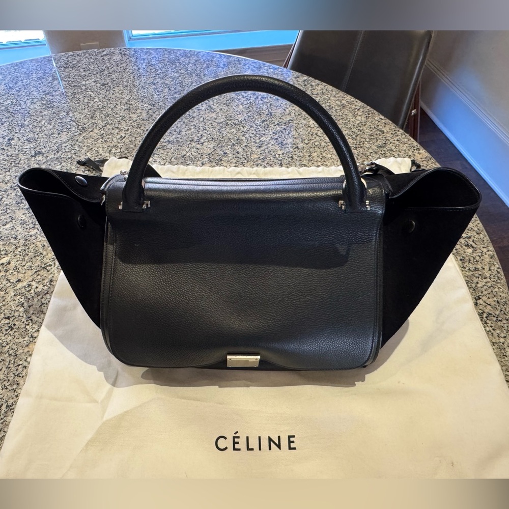 CÉLINE Trapeze Bag — Medium — Black Calfskin & Suede — Phoebe Philo Era